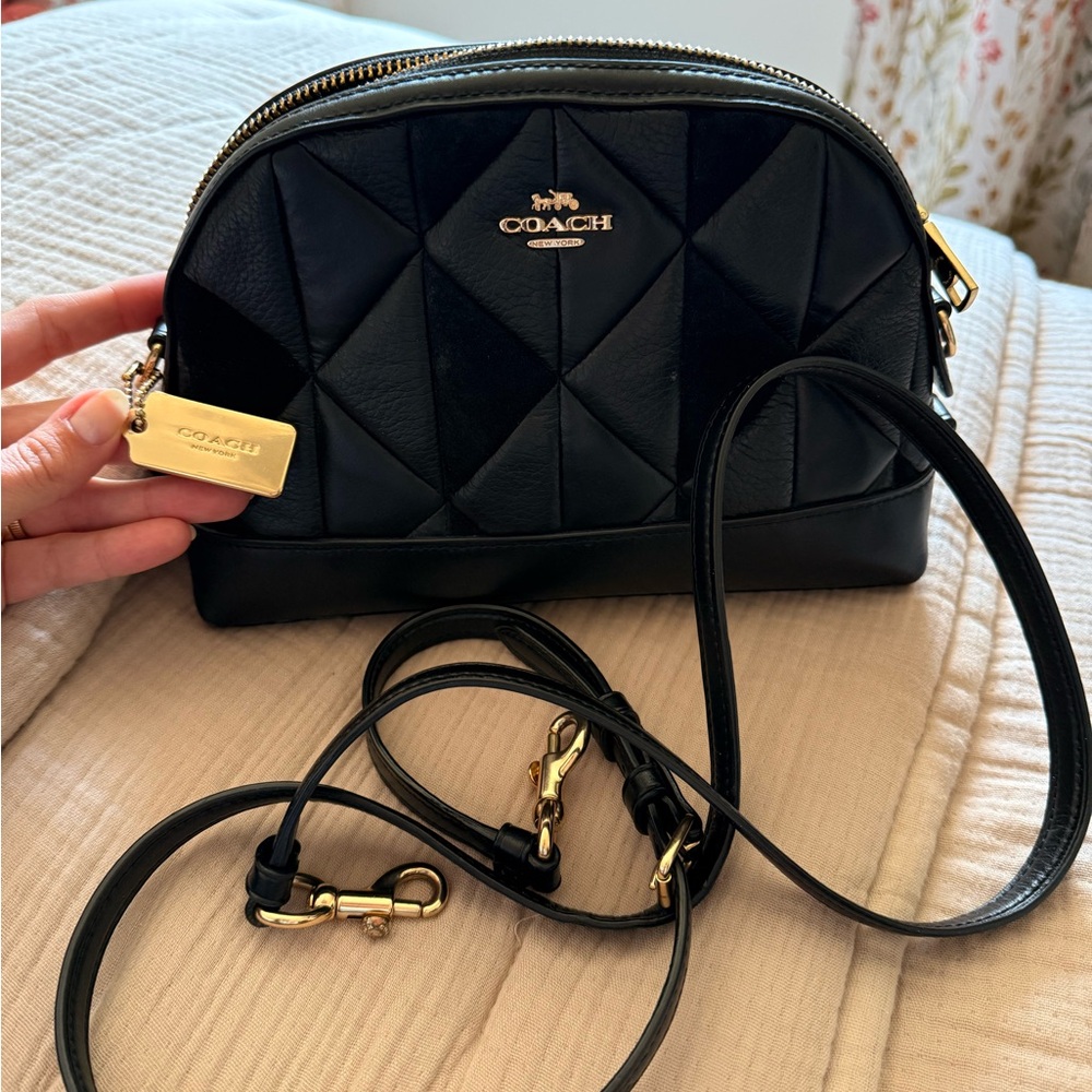 Coach Black Crossbody Bag with Gold Accents